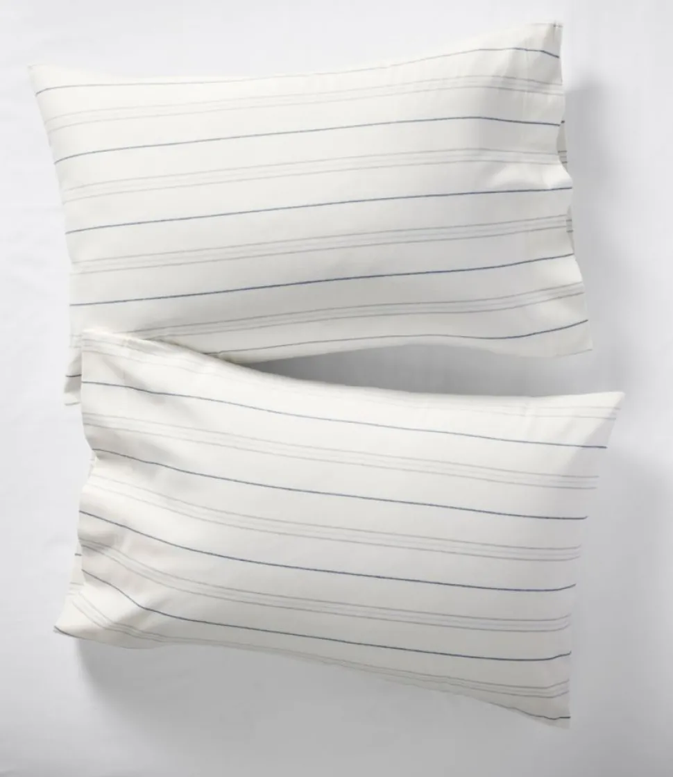 Clearance L.L.Bean "Organic Flannel Sheet Collection, Stripe" SeaSalt