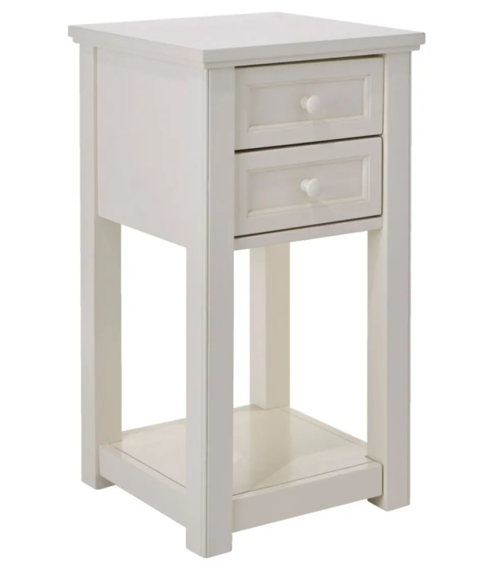 New L.L.Bean "Painted Farmhouse Two-Drawer Side Table" Ivory
