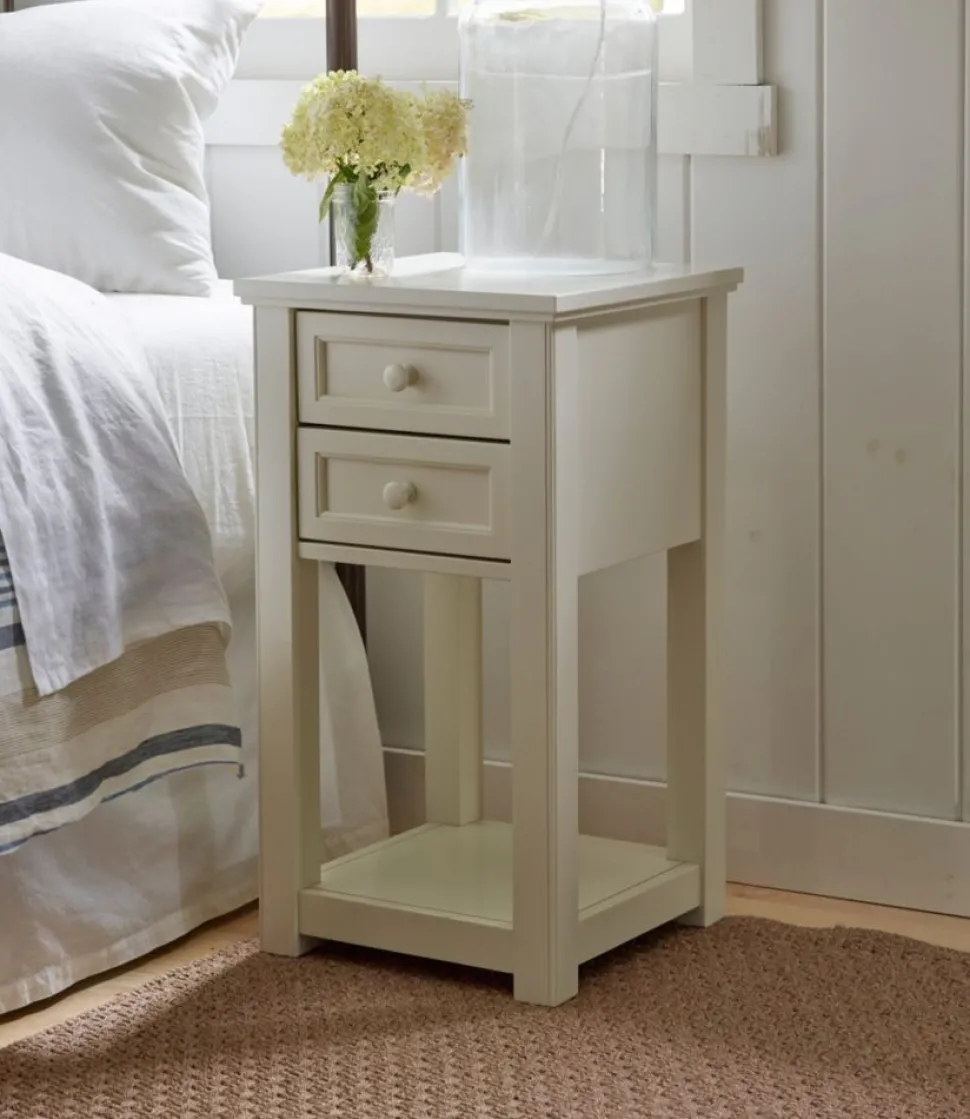 New L.L.Bean "Painted Farmhouse Two-Drawer Side Table" Ivory