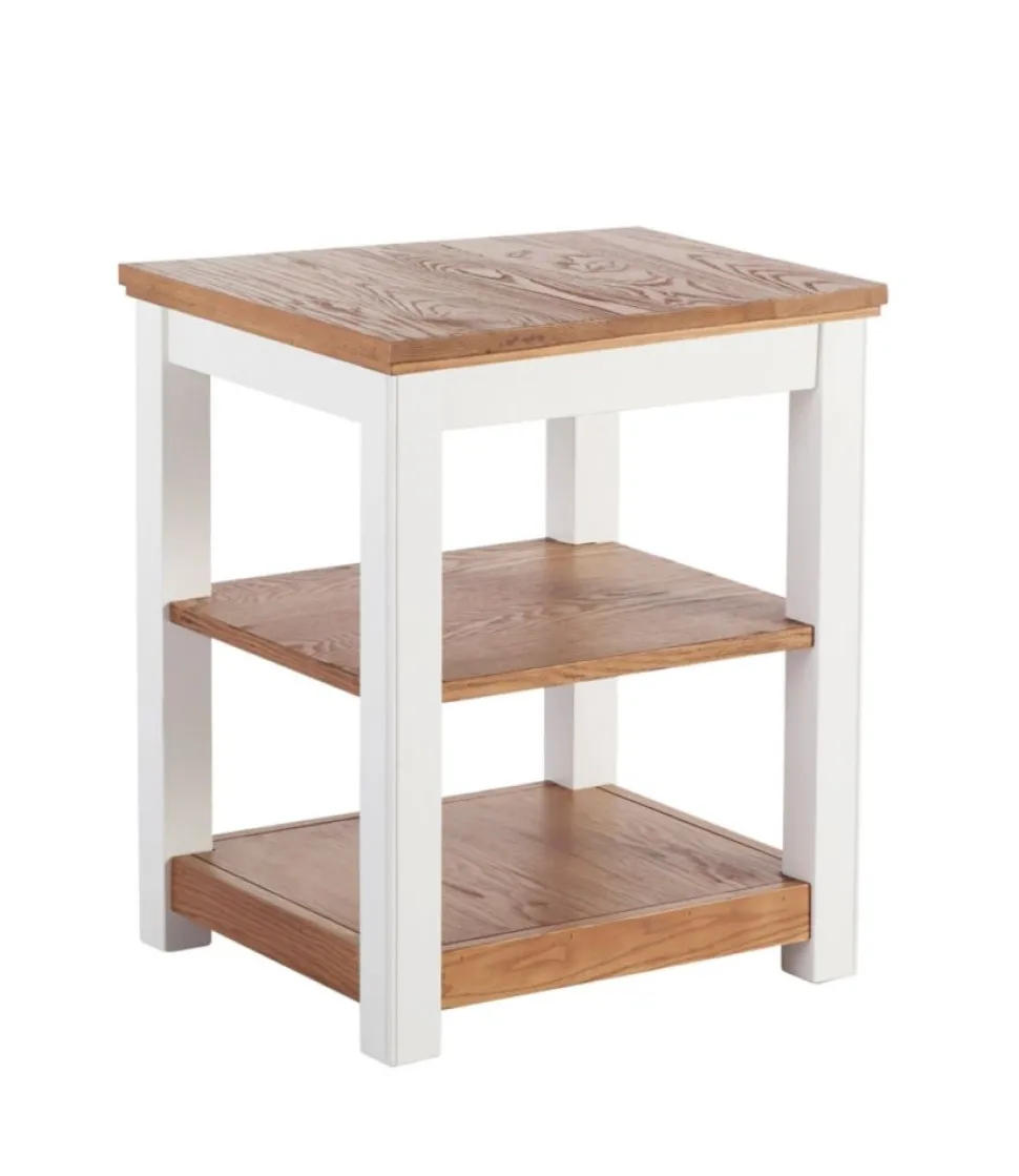 Cheap L.L.Bean "Painted Farmhouse Two-Shelf End Table, Wood Top" Paperwhite