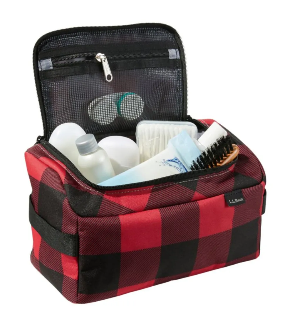 New L.L.Bean "Personal Organizer Toiletry Kit, Print" RedBuffaloPlaid