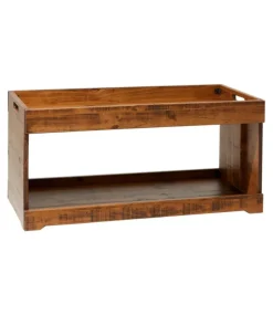 Best Sale L.L.Bean "Rustic Wooden Two Tier Boot Tray" DarkNatural