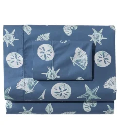 Flash Sale L.L.Bean "Seashell Percale Sheet Collection" MoonlightBlue