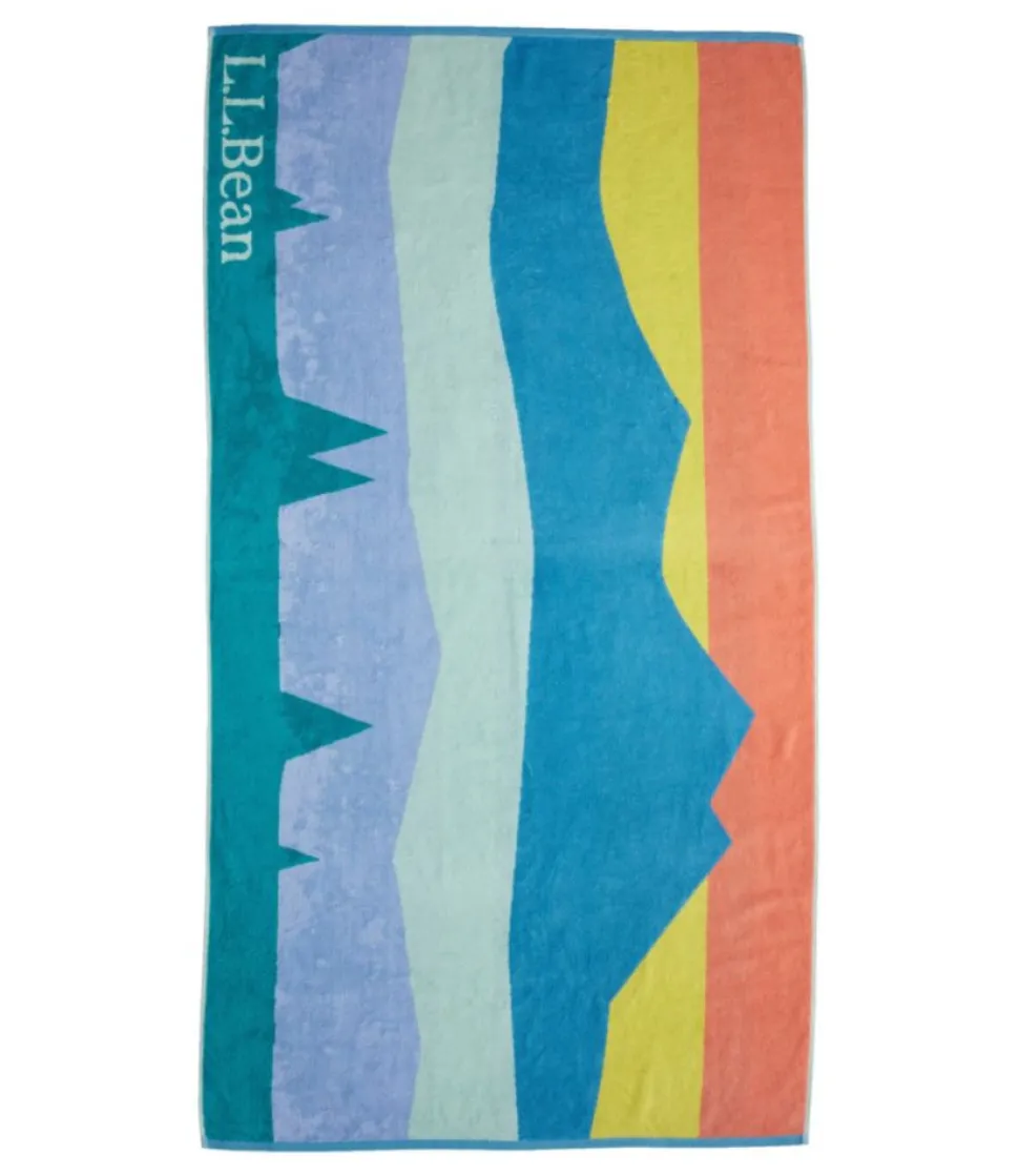 Discount L.L.Bean "Seaside Beach Towel, Colorbars Scenic" CoolSeaBlue