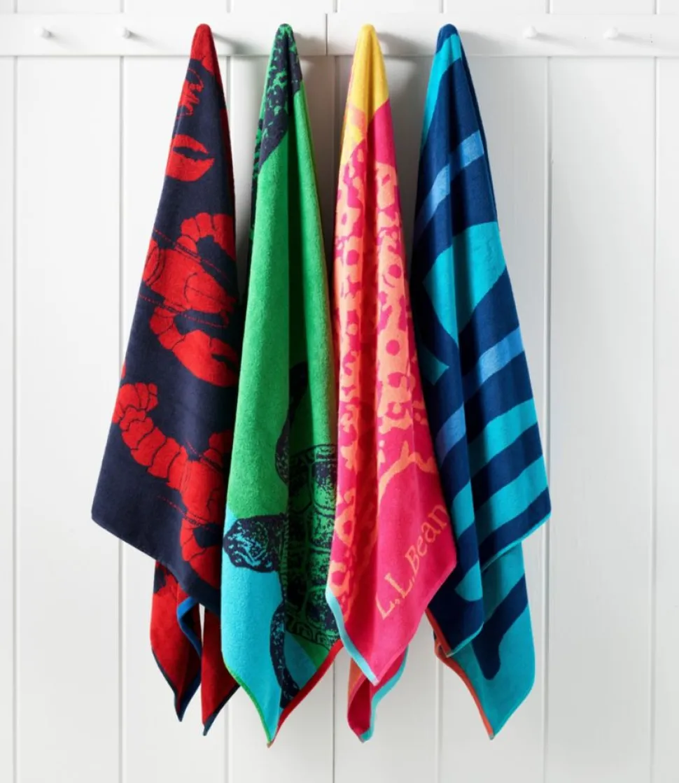 Fashion L.L.Bean "Seaside Beach Towel, Lobsters" BrightNavy