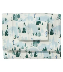 Fashion L.L.Bean "Skier Scenic Flannel Sheet Set Collection" SeaSalt