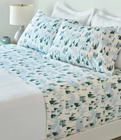 Fashion L.L.Bean "Skier Scenic Flannel Sheet Set Collection" SeaSalt