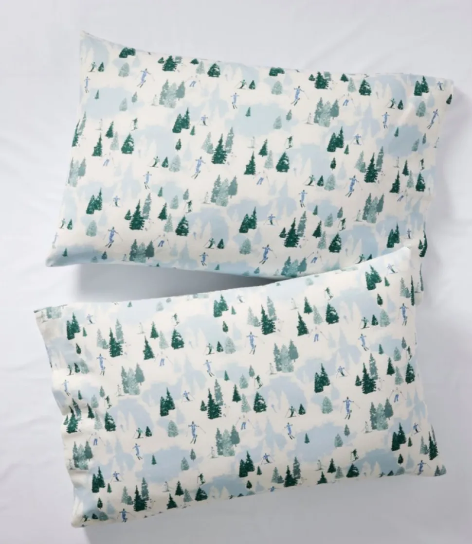 Fashion L.L.Bean "Skier Scenic Flannel Sheet Set Collection" SeaSalt