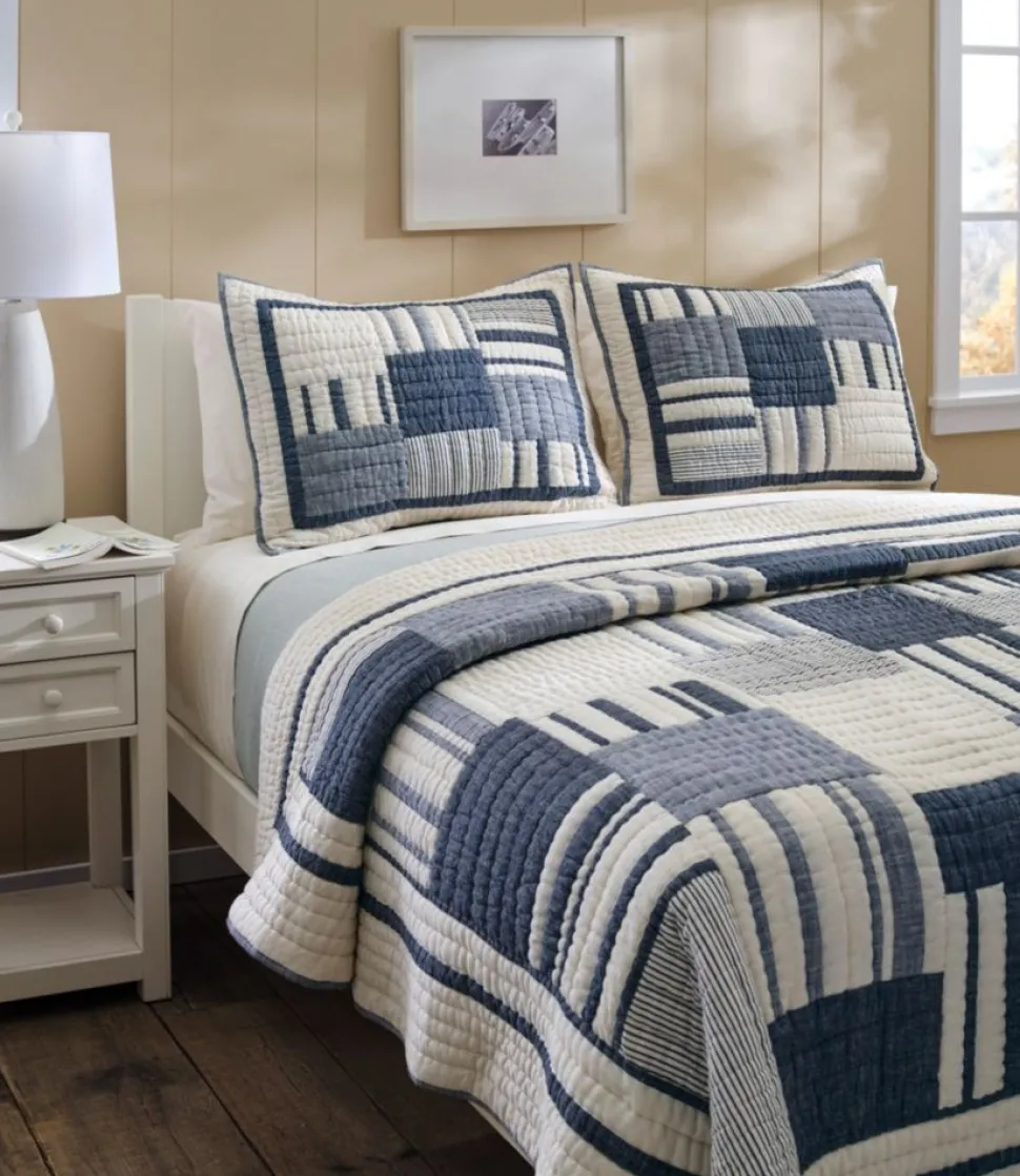 Fashion L.L.Bean "Striped Patchwork Quilt Collection" Indigo