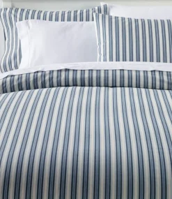 Cheap L.L.Bean "Sunwashed Percale Comforter Cover, Stripe" MarinerBlue