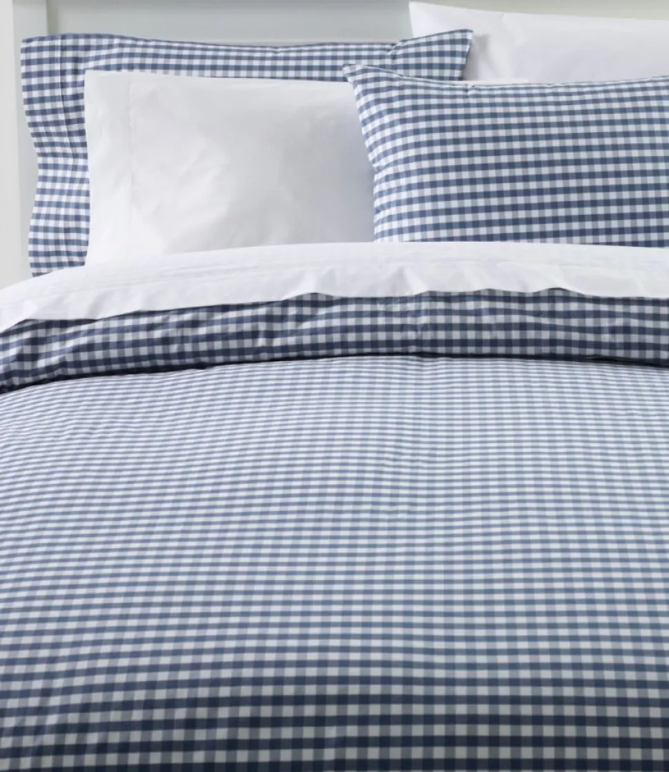 Clearance L.L.Bean "Sunwashed Percale Comforter Cover, Gingham Check" VintageIndigo