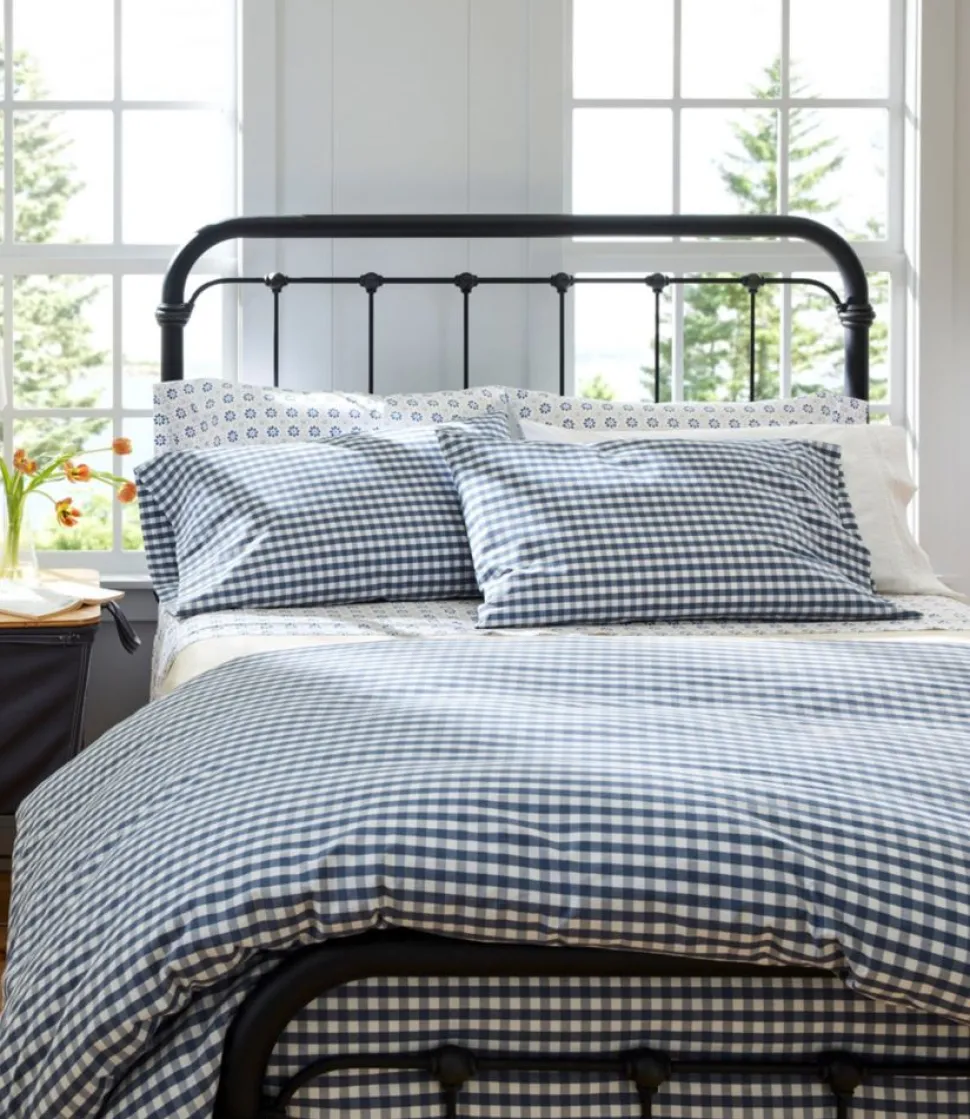 Clearance L.L.Bean "Sunwashed Percale Comforter Cover, Gingham Check" VintageIndigo