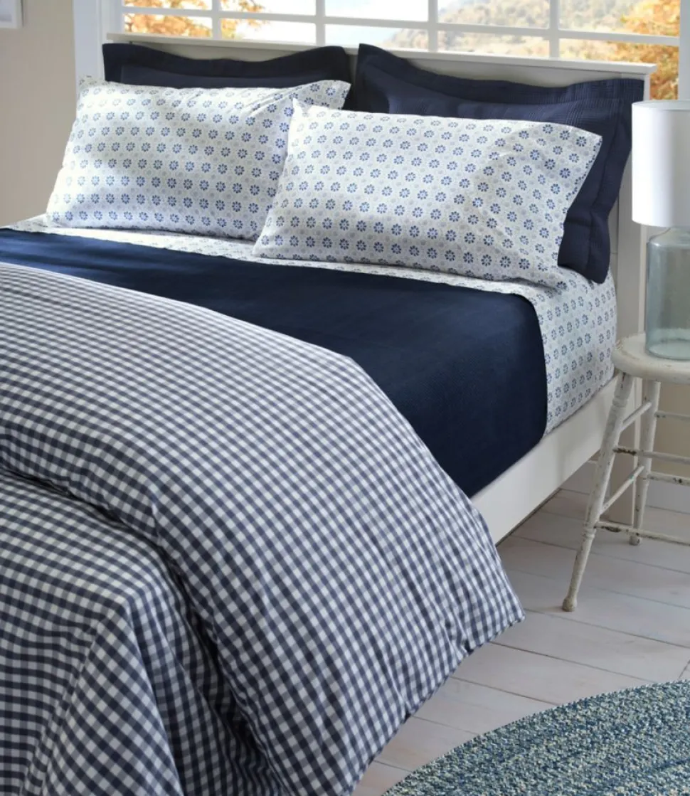 Clearance L.L.Bean "Sunwashed Percale Comforter Cover, Gingham Check" VintageIndigo