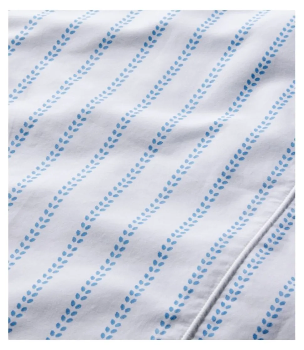 Cheap L.L.Bean "Sunwashed Percale Sheet Collection, Stripe Leaf" PeakBlue