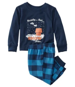 Best L.L.Bean "Toddlers' X Peanuts Flannel Pajamas" MarineBlueBuffalo