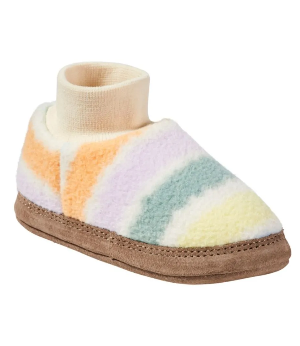 Shop L.L.Bean "Toddlers' Mountain Classic Fleece Slippers, Stripe" CreamMultiStripe
