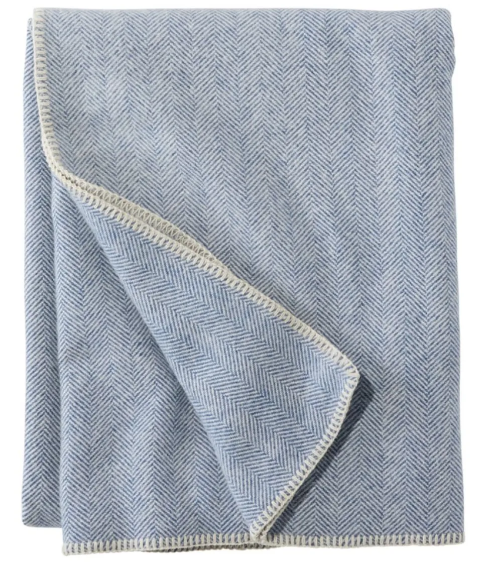 Cheap L.L.Bean "Washable Wool Blanket, Herringbone"