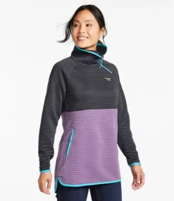 Online L.L.Bean "Women's Airlight Knit Asymmetrical Quarter-Zip Tunic, Colorblock" AlloyGrayHeather/LilacHeather