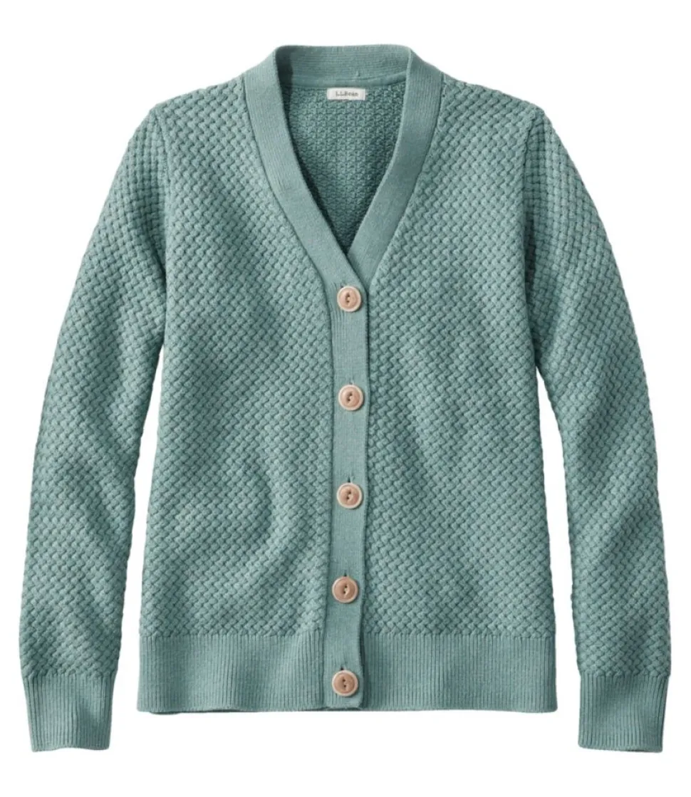 Store L.L.Bean "Women's Basketweave Sweater, Button-Front Cardigan"