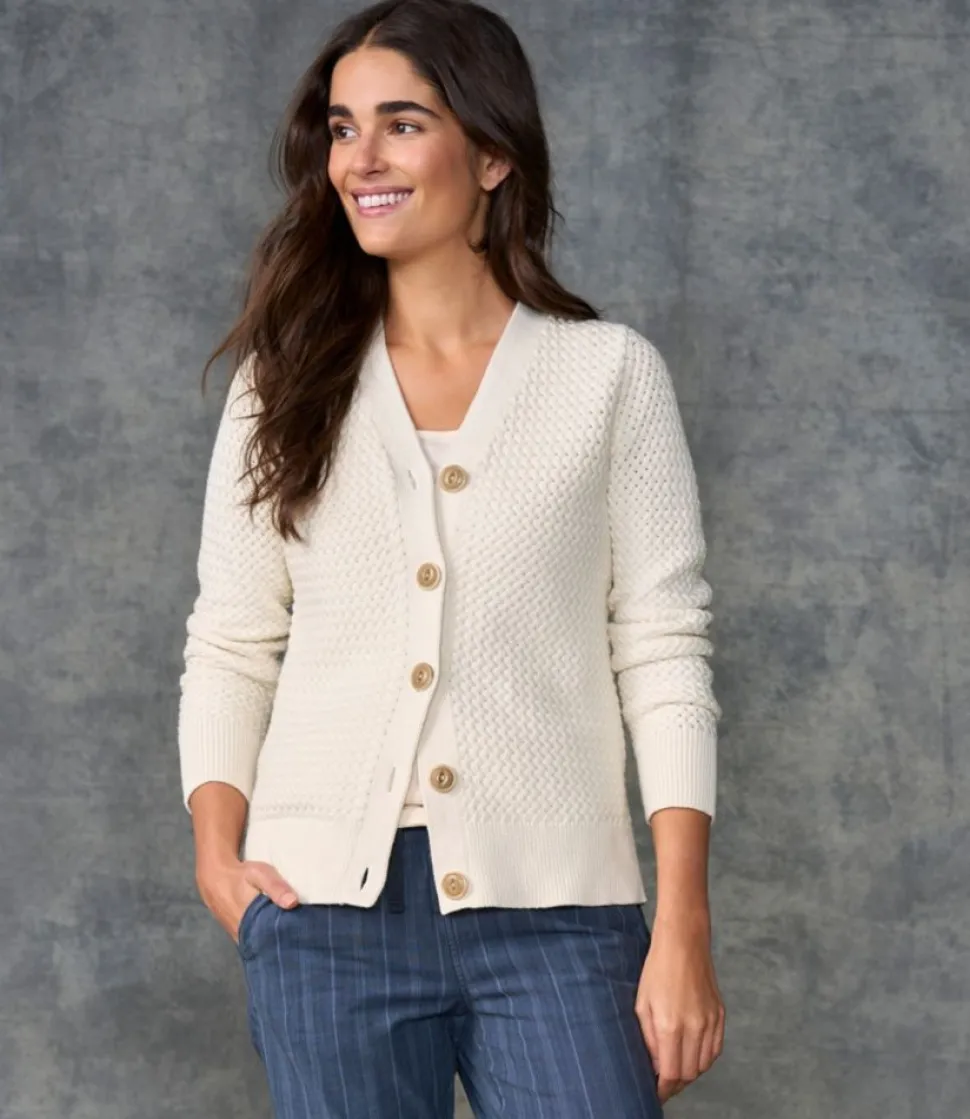 Store L.L.Bean "Women's Basketweave Sweater, Button-Front Cardigan"