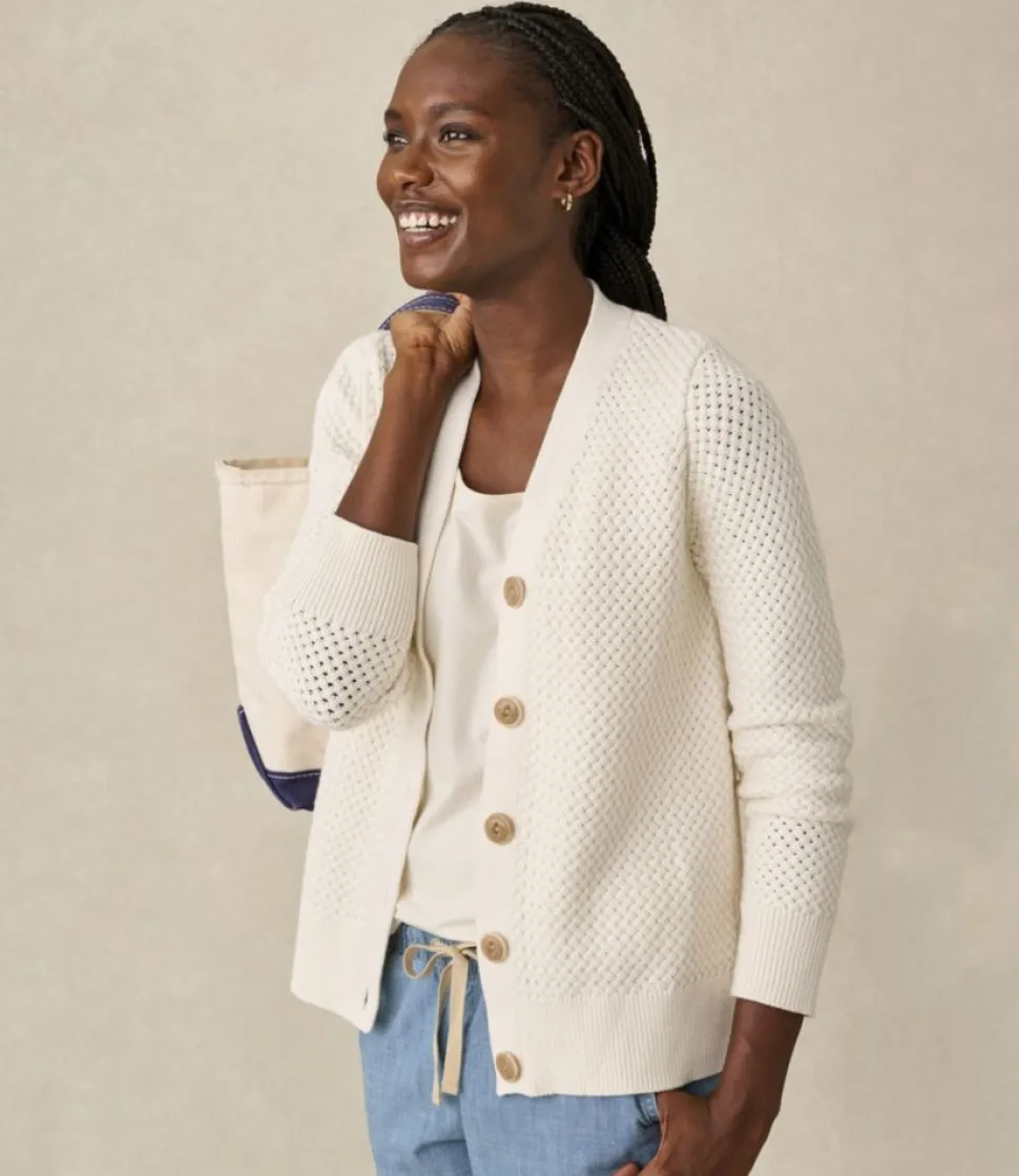 Store L.L.Bean "Women's Basketweave Sweater, Button-Front Cardigan"