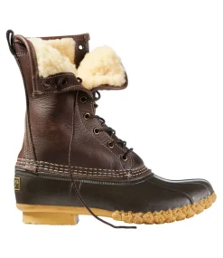 Discount L.L.Bean "Women's Bean Boots, 10" Shearling-Lined" Brown/Brown