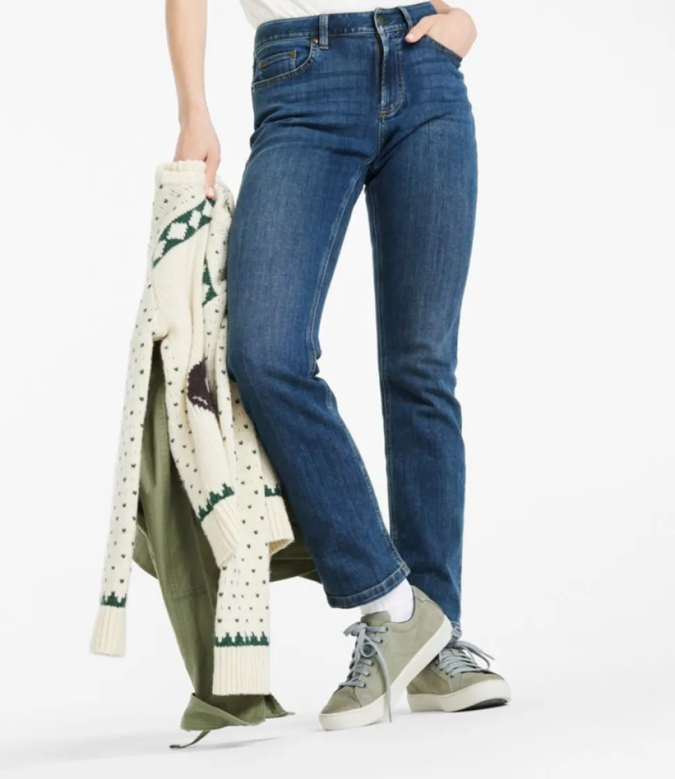 Online L.L.Bean "Women's BeanFlex® Jeans, Mid-Rise Straight-Leg"
