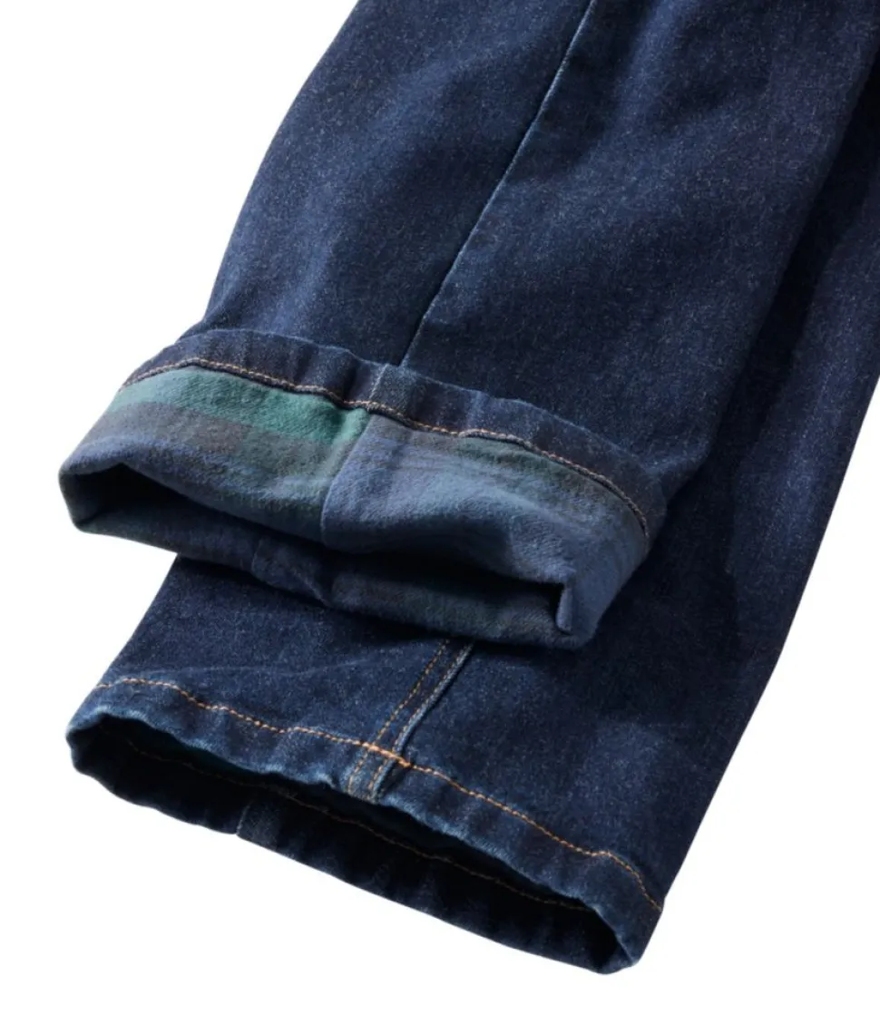 New L.L.Bean "Women's BeanFlex® Jeans, Mid-Rise Straight-Leg Lined" Rinsed