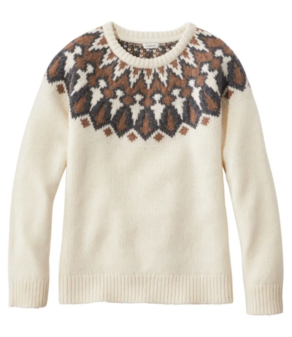 Cheap L.L.Bean "Women's Bean's Classic Ragg Wool Sweater, Crewneck Fair Isle"