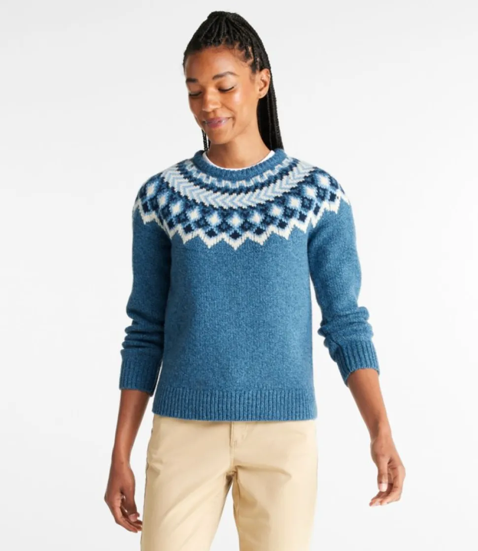 Cheap L.L.Bean "Women's Bean's Classic Ragg Wool Sweater, Crewneck Fair Isle"