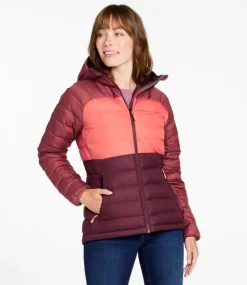 Fashion L.L.Bean "Women's Bean's Down Hooded Jacket, Colorblock"