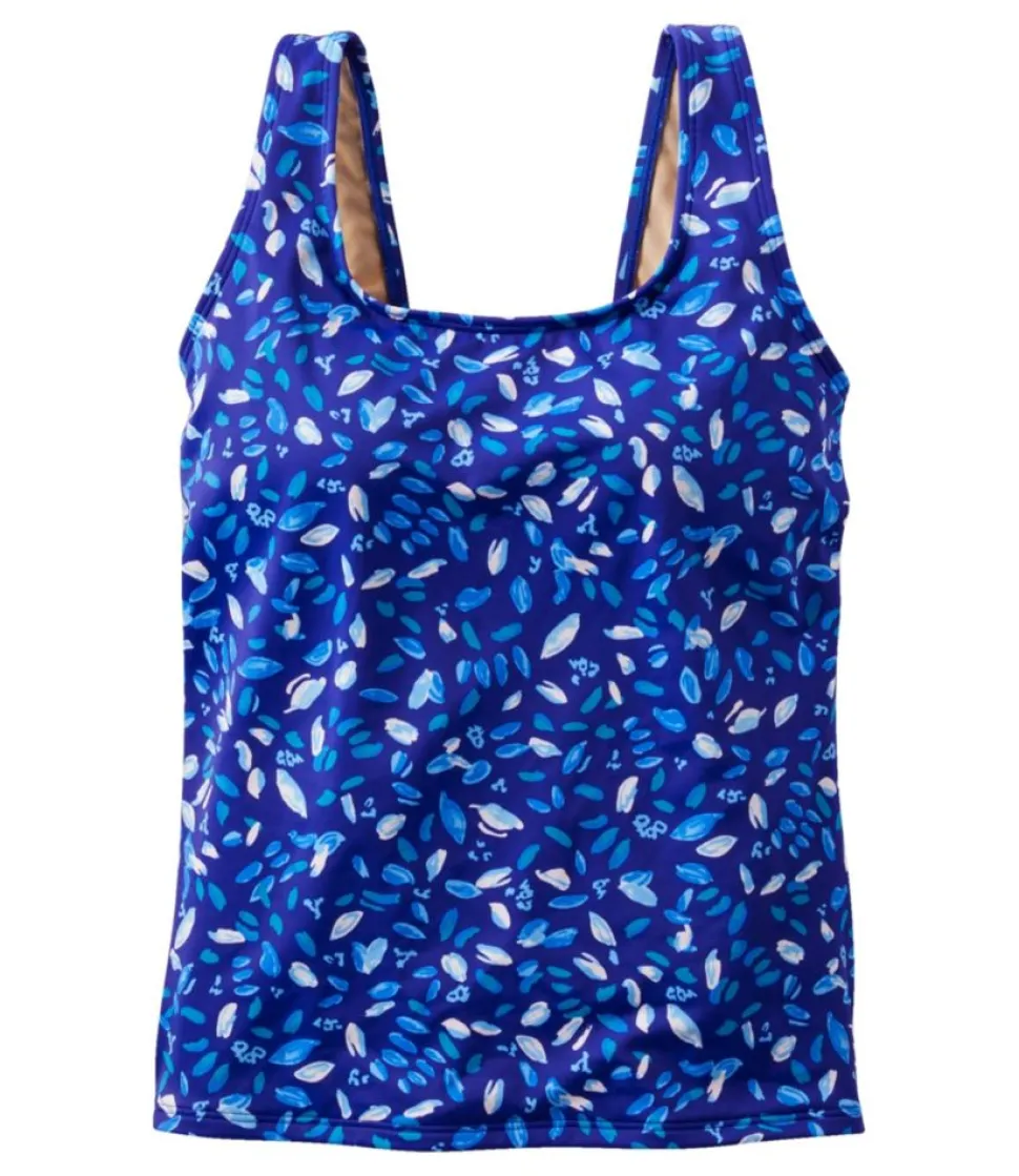Cheap L.L.Bean "Women's BeanSport Swimwear, Scoopneck Tankini Top Print" CobaltPetalMulti