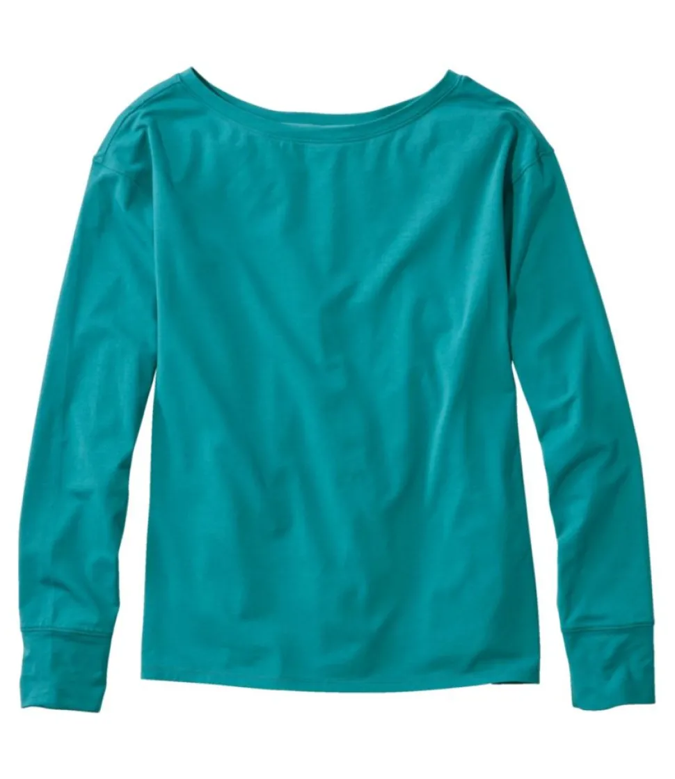 Fashion L.L.Bean "Women's Beyond Soft Tee, Pleat-Back Long-Sleeve"