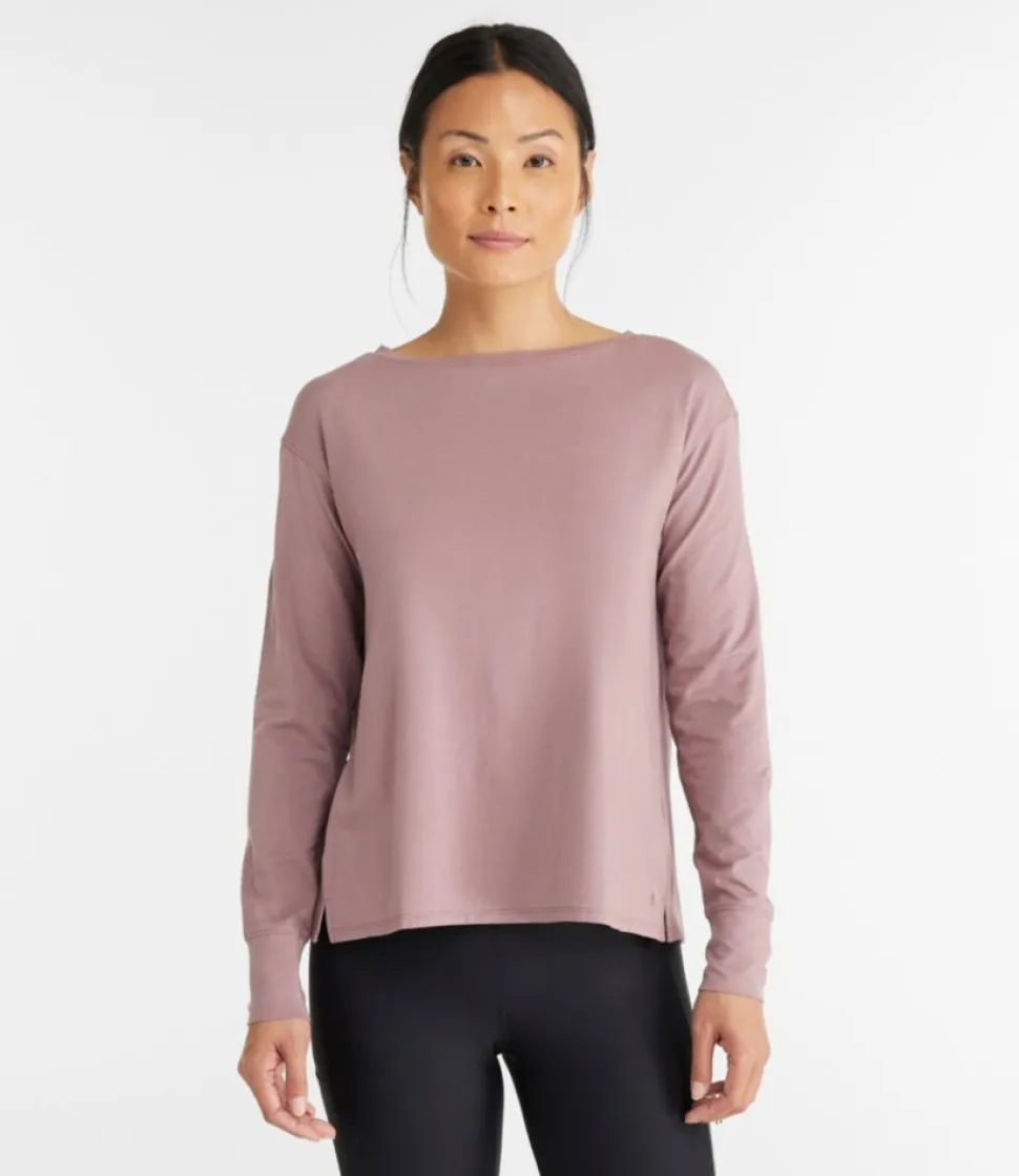 Fashion L.L.Bean "Women's Beyond Soft Tee, Pleat-Back Long-Sleeve"