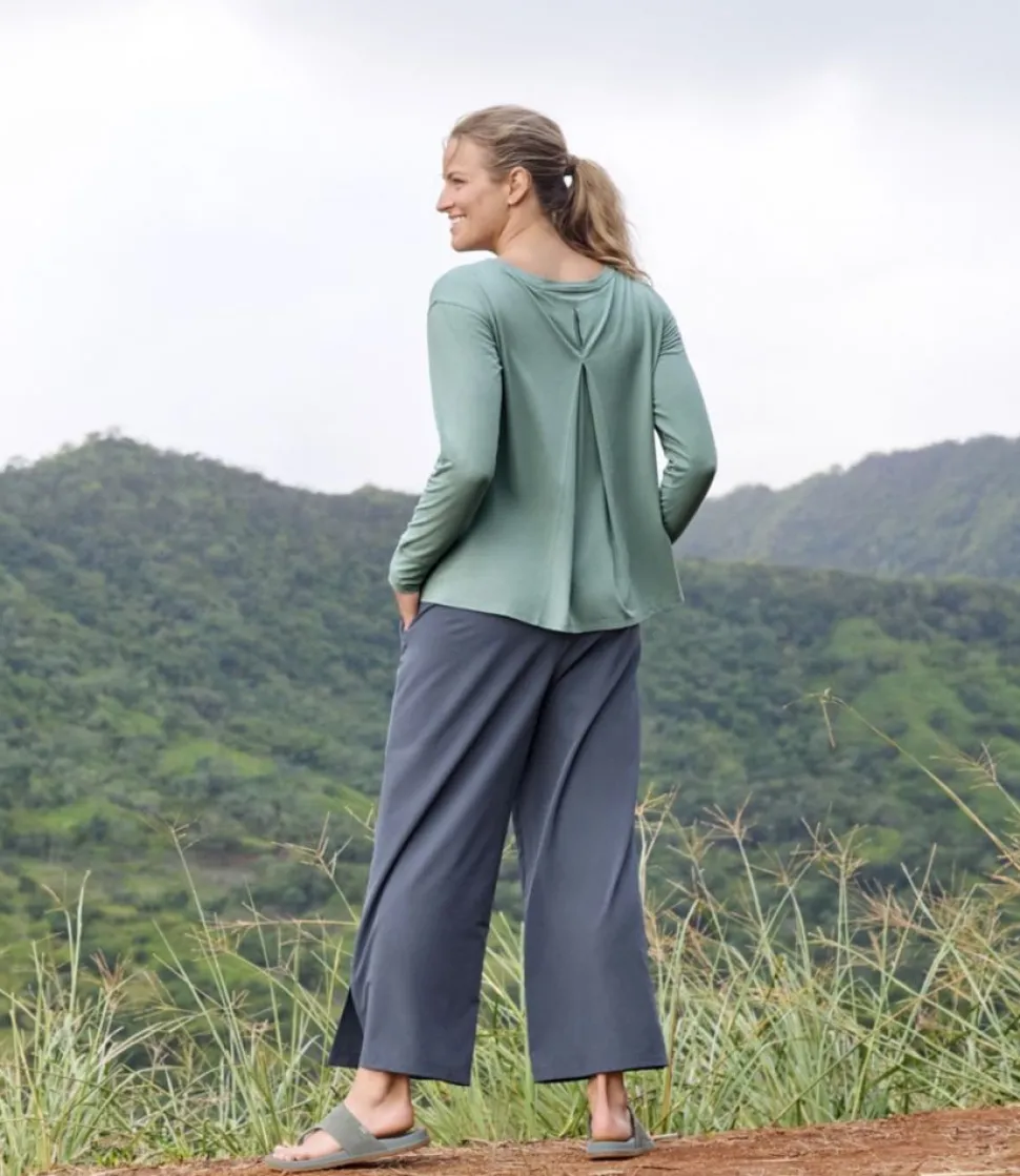 Fashion L.L.Bean "Women's Beyond Soft Tee, Pleat-Back Long-Sleeve"