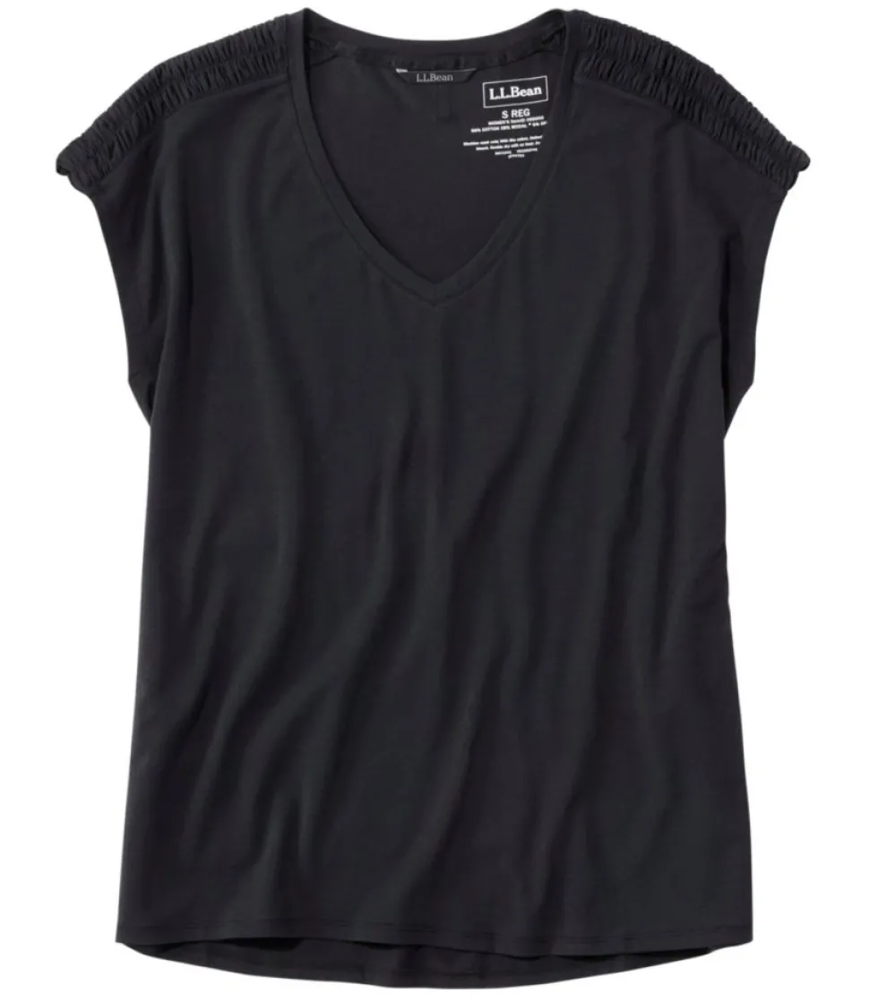 Discount L.L.Bean "Women's Beyond Soft V-Neck Tee, Short Sleeve"