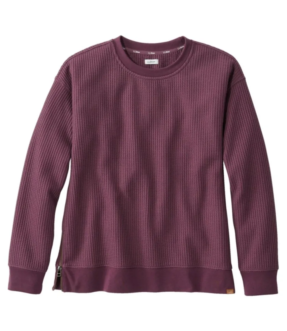 Clearance L.L.Bean "Women's Birchwood Brushed Waffle Top, Crewneck"