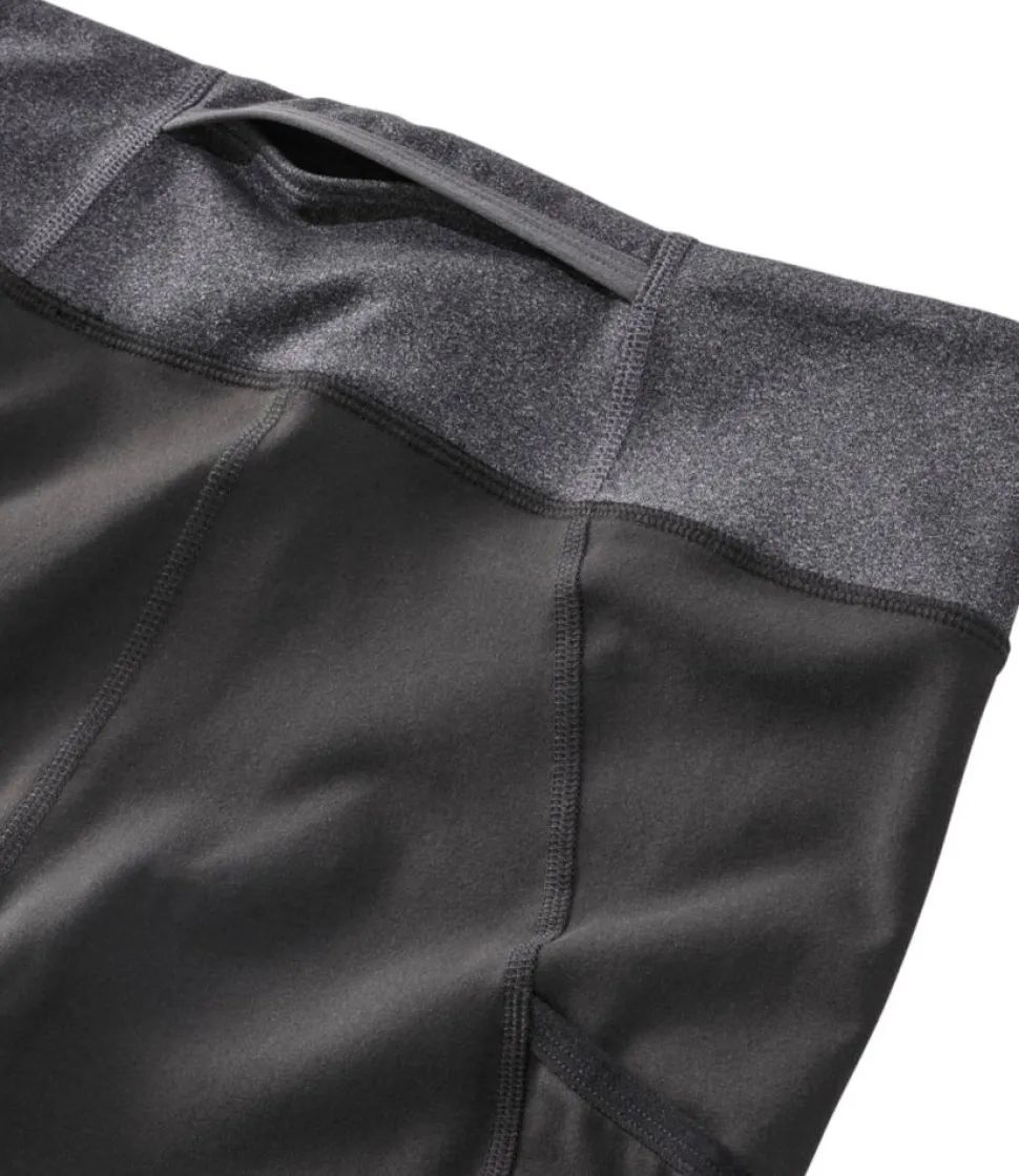 Cheap L.L.Bean "Women's Boundless Performance Pocket Tights, Mid-Rise Colorblock" CharcoalHeather/ClassicBlack