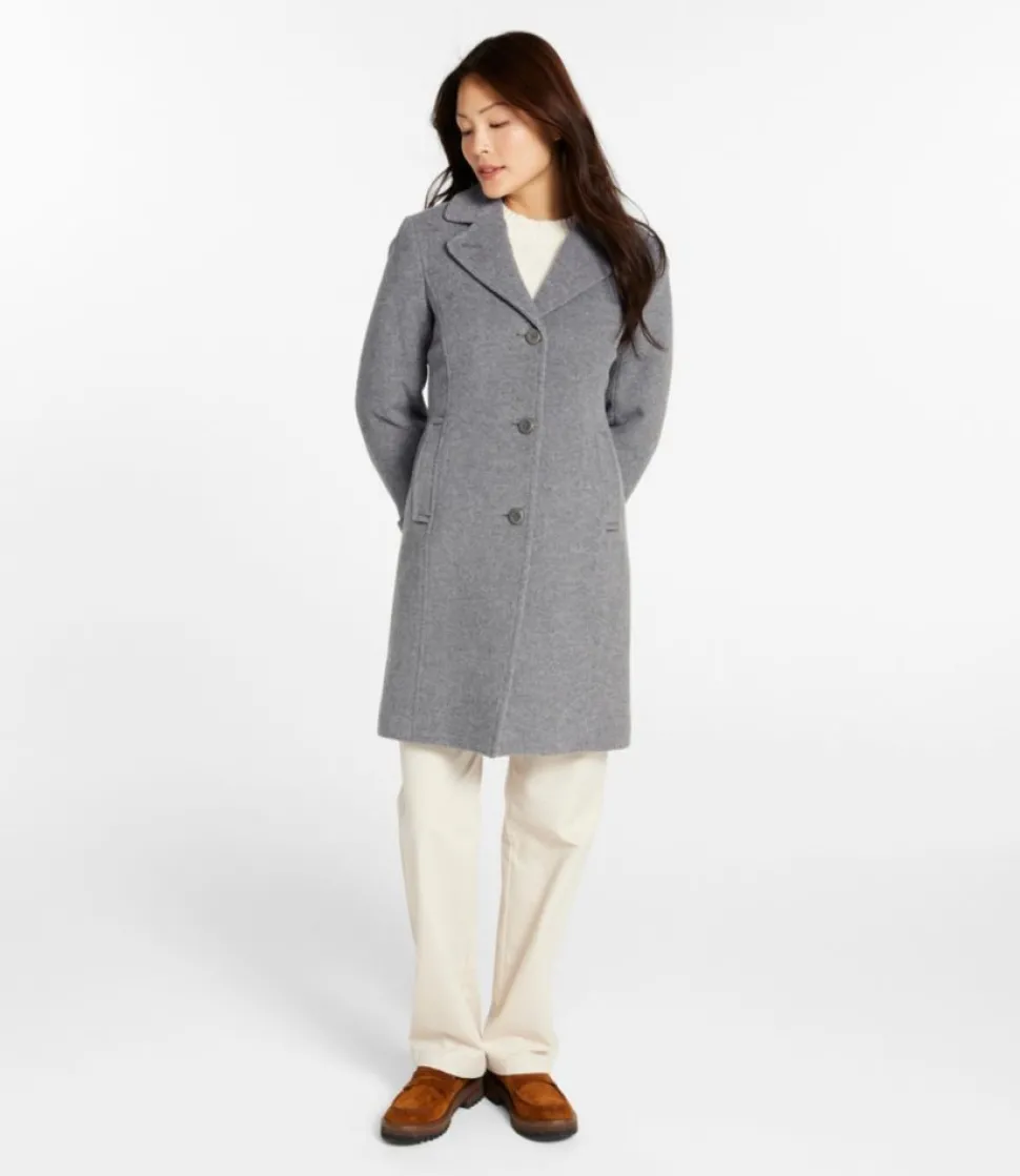 Hot L.L.Bean "Women's Classic Lambswool Polo Coat, Three-Quarter"