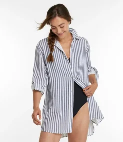 Shop L.L.Bean "Women's Cloud Gauze Cover-Up Shirt, Stripe"