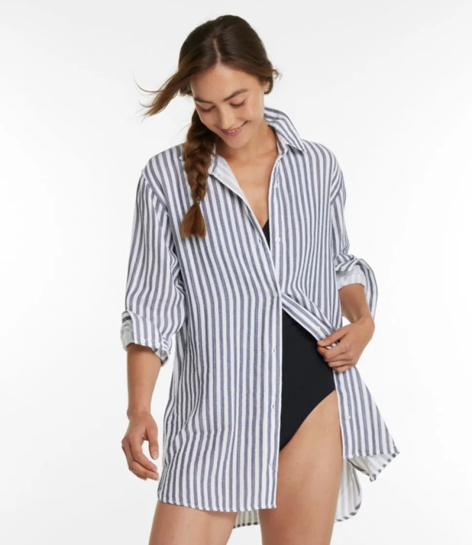 Shop L.L.Bean "Women's Cloud Gauze Cover-Up Shirt, Stripe"