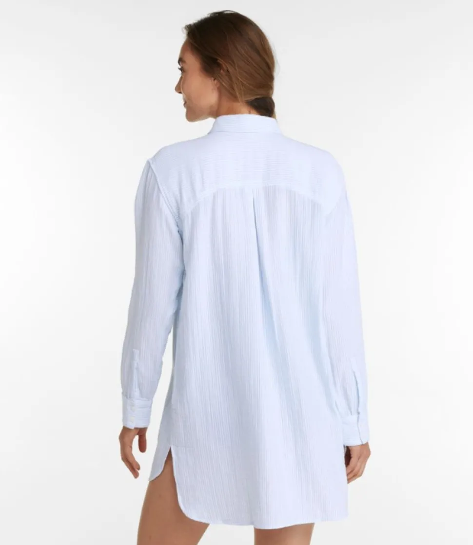 Shop L.L.Bean "Women's Cloud Gauze Cover-Up Shirt, Stripe"
