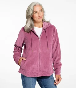 Fashion L.L.Bean "Women's Comfort Corduroy Relaxed Shirt, Zip Hoodie"