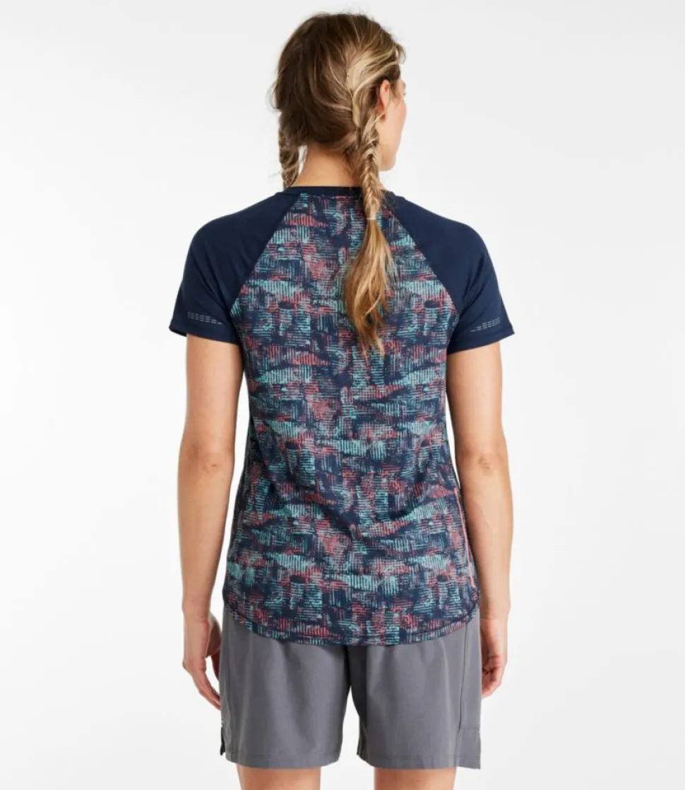 Sale L.L.Bean "Women's Comfort Cycling Jersey Print Short-Sleeve" ClassicNavyGeoPrint/ClassicNavy