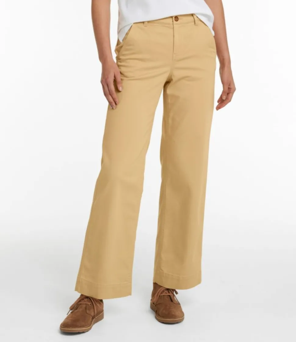 Discount L.L.Bean "Women's Comfort Stretch Pants, Mid-Rise Wide-Leg Chino"