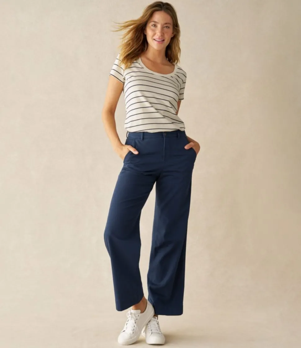 Discount L.L.Bean "Women's Comfort Stretch Pants, Mid-Rise Wide-Leg Chino"