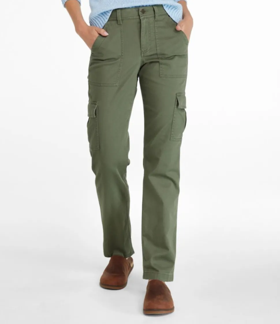 Discount L.L.Bean "Women's Comfort Stretch Pants, Mid-Rise Straight-Leg Cargo"