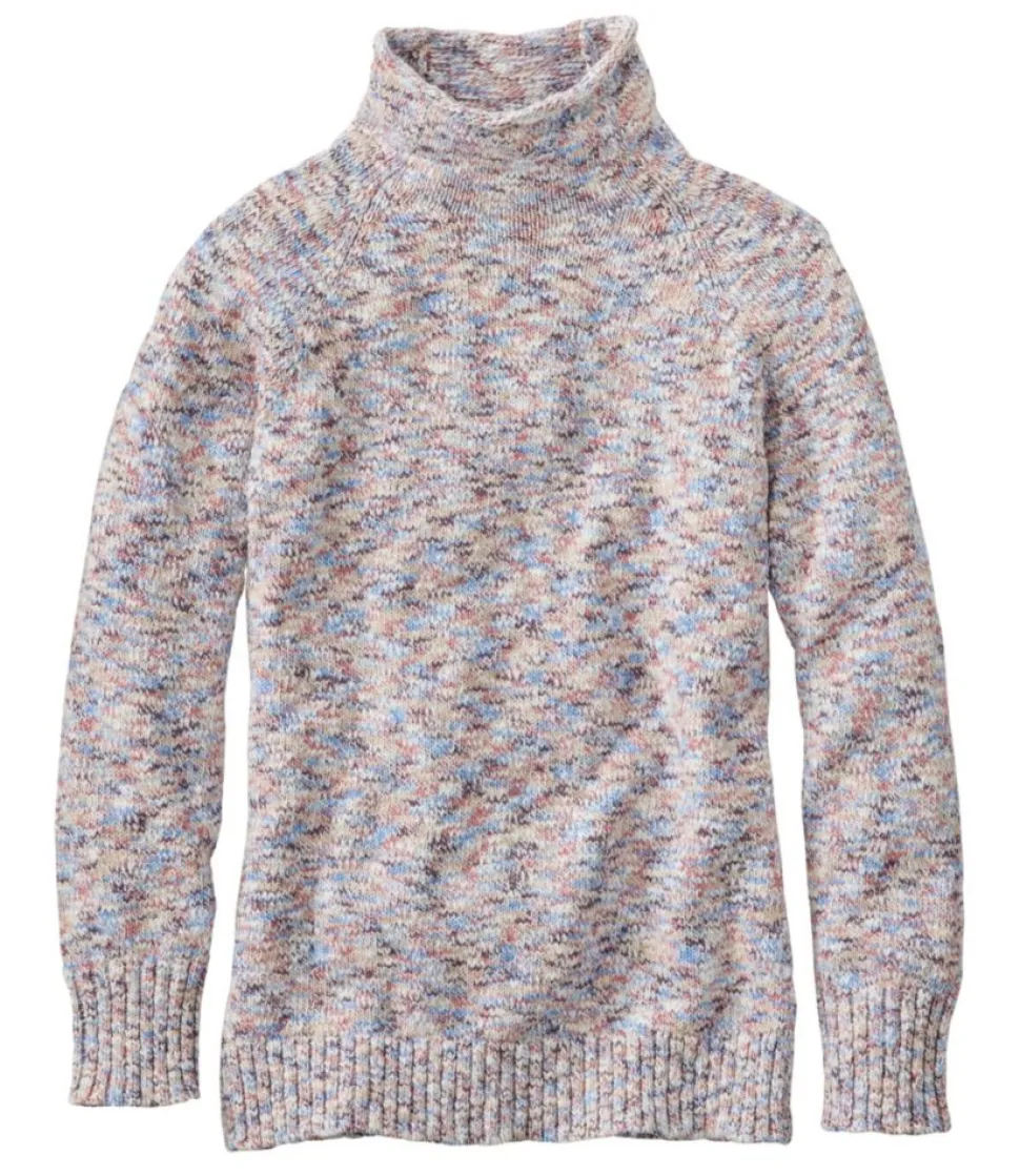 Shop L.L.Bean "Women's Cotton Ragg Sweater, Funnelneck Pullover Space-Dye"