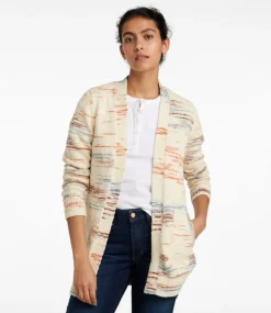 Flash Sale L.L.Bean "Women's Cotton Ragg Sweater, Open Cardigan Space-Dye" MultiSpaceDye