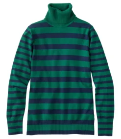 New L.L.Bean "Women's Cotton/Cashmere Sweater, Turtleneck Stripe"